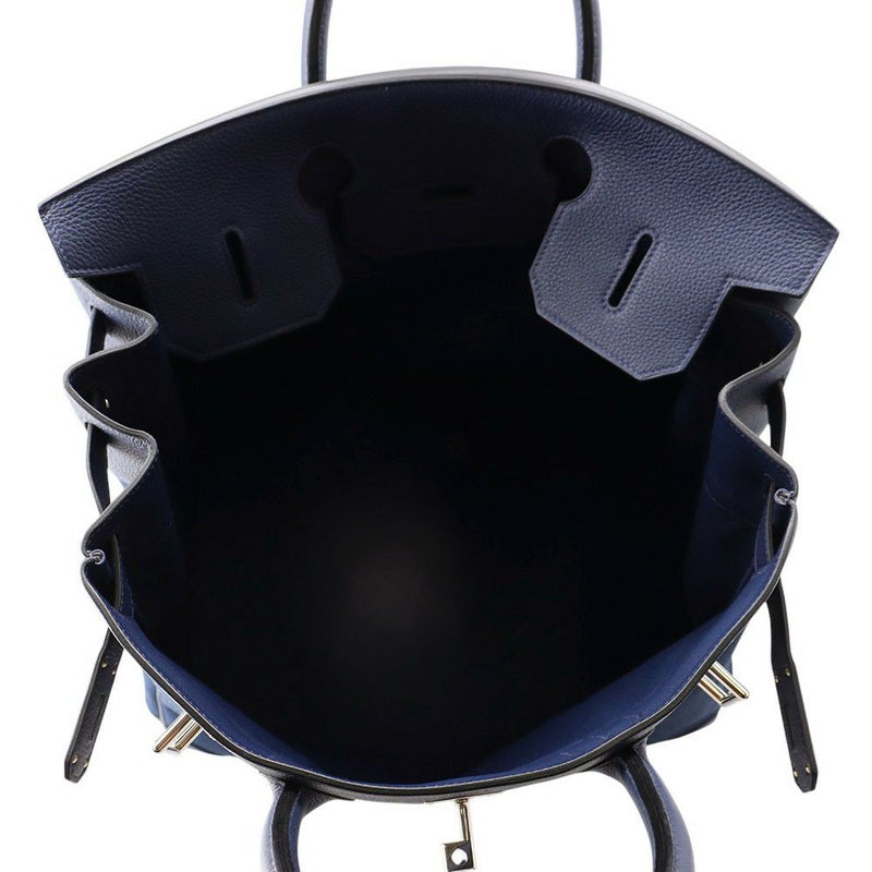 エルメス ハンドバッグ オータクロア40 ブルーニュイ/シルバー金具 トゴ/トワルミリタリー B刻印