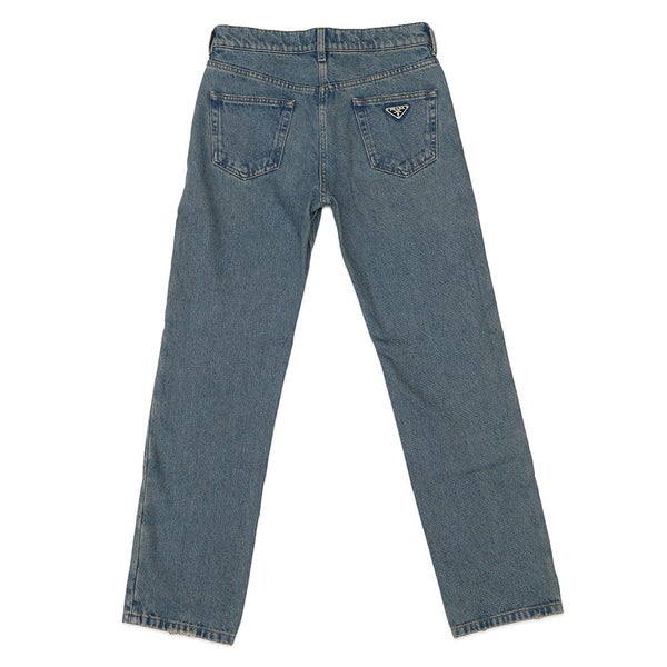 プラダ パンツ 三角ロゴ ダメージ加工 オーガニックデニム 5ポケットパンツ レディースサイズ25 GFP469 PRADA ボトムス