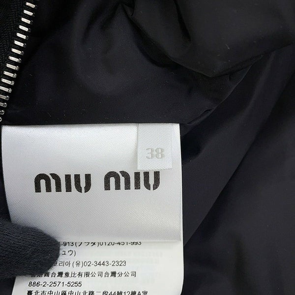 ミュウミュウ ダウンコート ロゴ ポリエステル レディースサイズ38 MS1524 Miu Miu アウター 黒