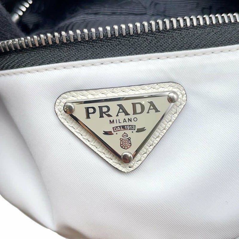 プラダ ポーチ リストバンド ポーチ ロゴ ナイロン 1TT095 PRADA ミニ ポーチ 白 黒