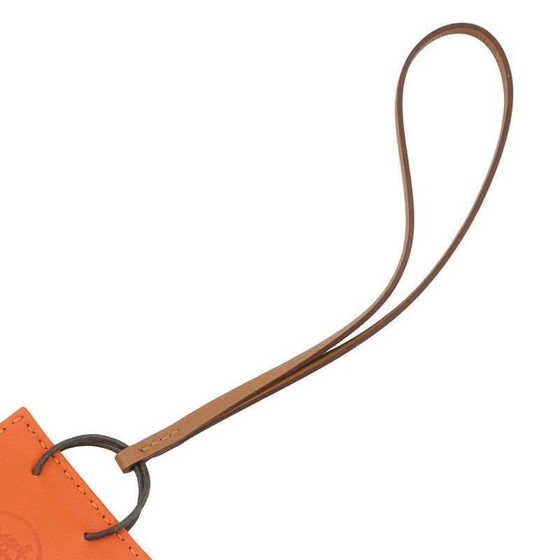 エルメス バッグチャーム ショッパー サックオランジュ フー/ゴールド ラムスキン Z刻印