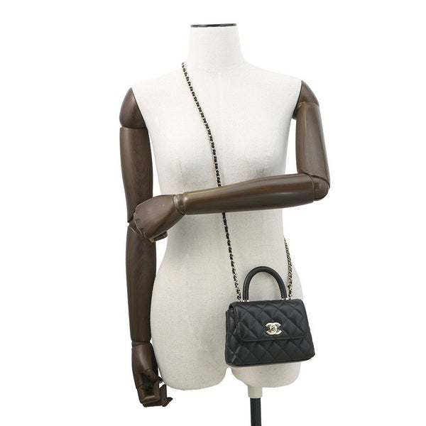 シャネル ハンドバッグ マトラッセ ココハンドル ミニミニ キャビアスキン AP4244 2wayチェーンショルダー 黒