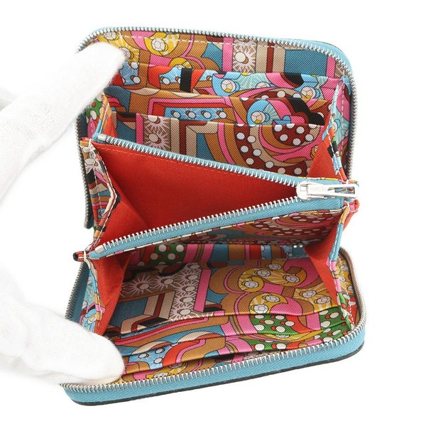 エルメス コインケース アザップコンパクト シルクイン ニューブルージーン/シルバー金具 エプソン B刻印