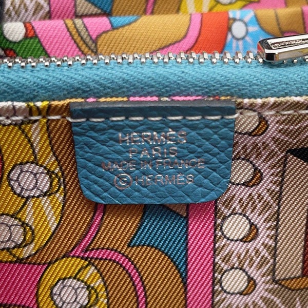 エルメス コインケース アザップコンパクト シルクイン ニューブルージーン/シルバー金具 エプソン B刻印