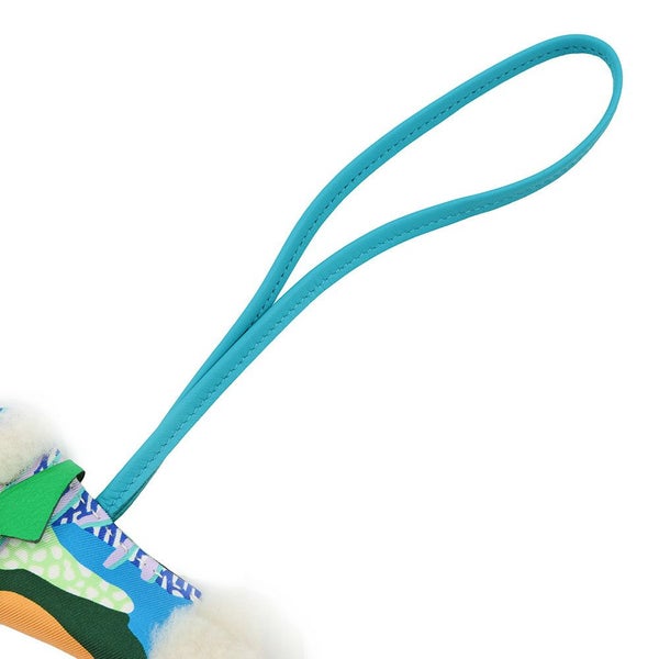 エルメス バッグチャーム バディ アロハ ブルーイドラ/ヴェールコミック ラムスキン/ムートン B刻印