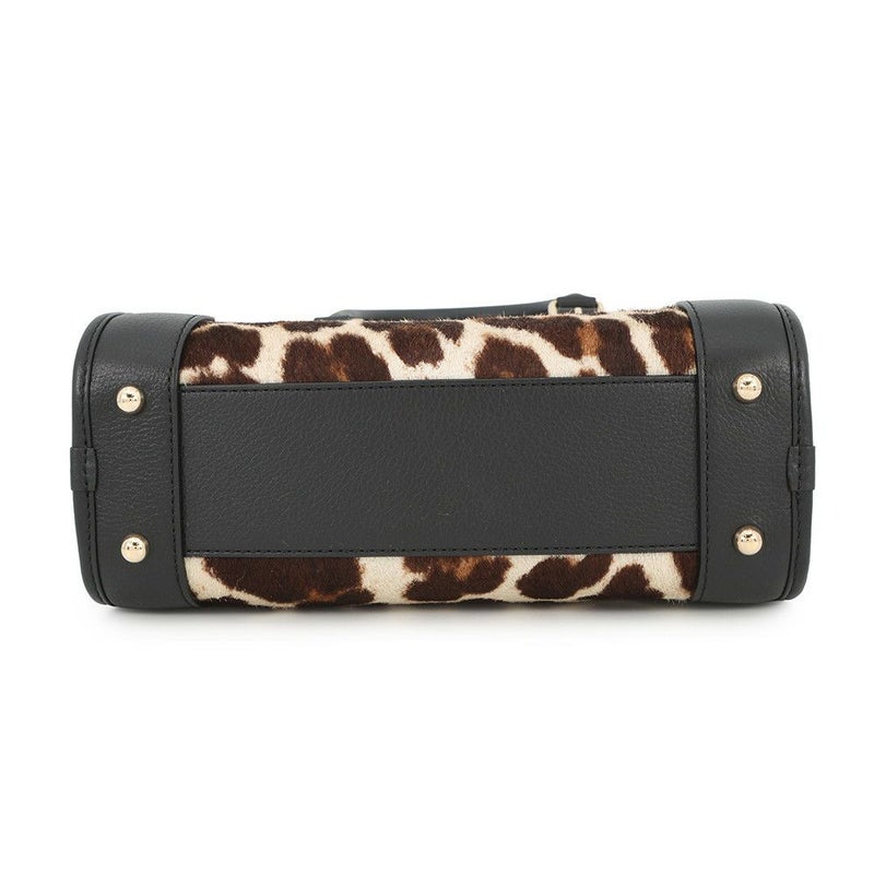 ロエベ ハンドバッグ アマソナ23 レオパード柄 ハラコ レザー 352.99.H71 LOEWE 2way 黒