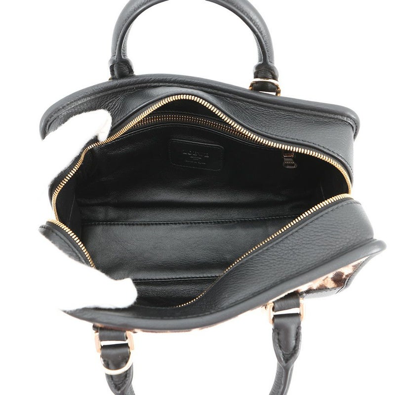 ロエベ ハンドバッグ アマソナ23 レオパード柄 ハラコ レザー 352.99.H71 LOEWE 2way 黒