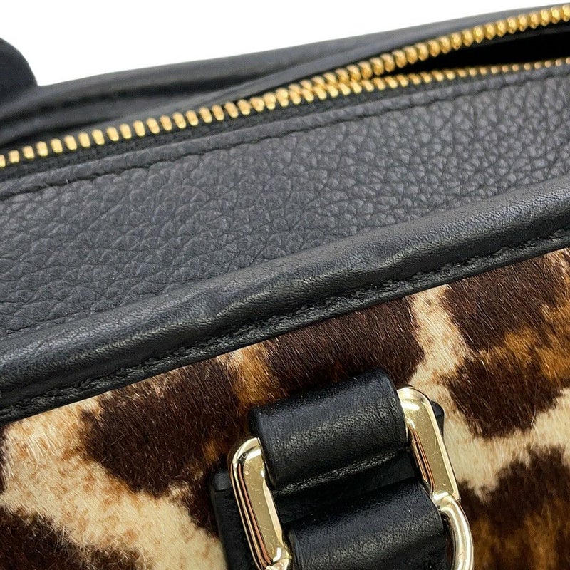 ロエベ ハンドバッグ アマソナ23 レオパード柄 ハラコ レザー 352.99.H71 LOEWE 2way 黒