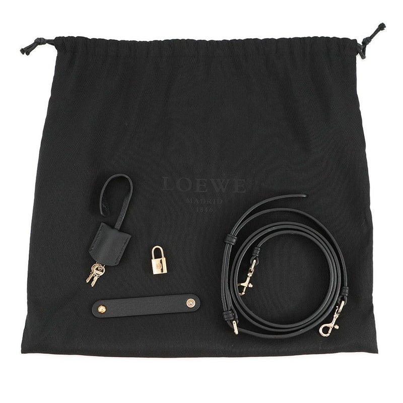 ロエベ ハンドバッグ アマソナ23 レオパード柄 ハラコ レザー 352.99.H71 LOEWE 2way 黒