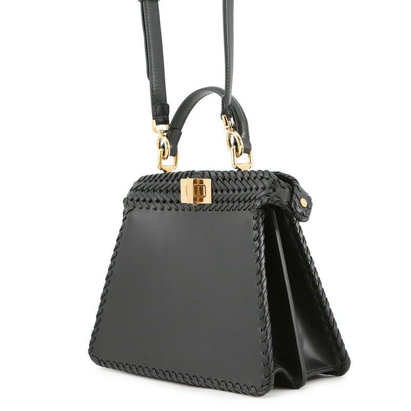 フェンディ ハンドバッグ セレリア ピーカブー アイシーユー ISEEU 編み込み スモール 8BN327 2way 黒 ファミリーセール品