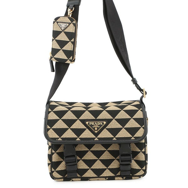 プラダ ショルダーバッグ シンボルエンブロイダリー キャンバス 2VD034 PRADA 黒