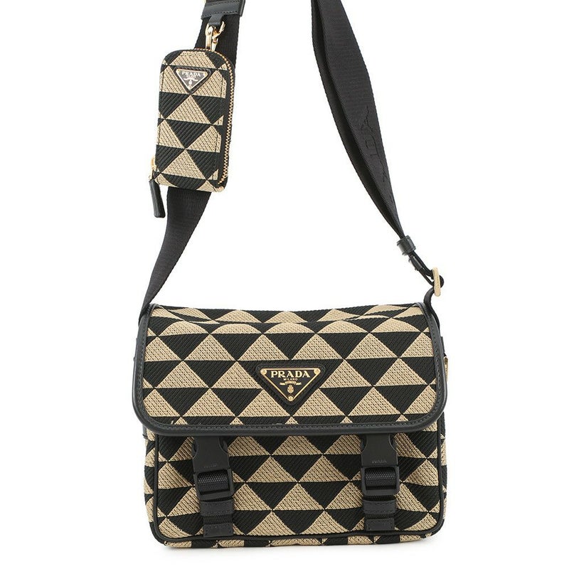 プラダ ショルダーバッグ シンボルエンブロイダリー キャンバス 2VD034 PRADA 黒