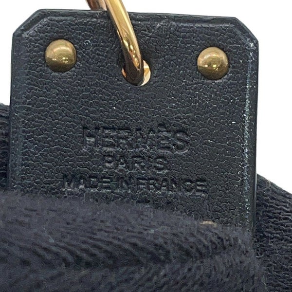 エルメス ピアス アスドゥクール ハート ブラック/ゴールド金具 メタル/レザー Z刻印 HERMES アクセサリー 黒
