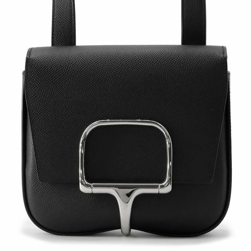 エルメス HERMES ショルダーバッグ デッラ カヴァッレリア ミニ ヴォーエプソン ブラック シルバー金具 黒  Z刻印 【保存袋】【中古】 エルメス デッラ・カヴァッレリア ミニ ブラック/シルバー金具