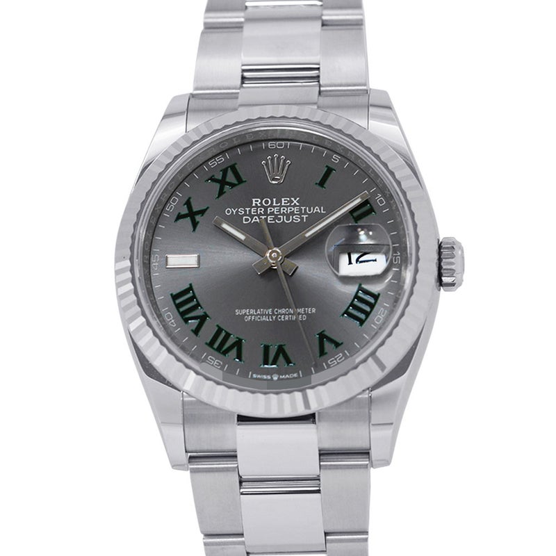 ロレックス デイトジャスト36 SS/K18WG ランダムシリアル ルーレット 126234 ROLEX 腕時計 シルバー文字盤 ローマン