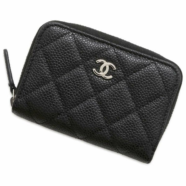 シャネル コインケース クラシック ジップ コインパース マトラッセ ココマーク キャビアスキン AP0216 CHANEL 黒