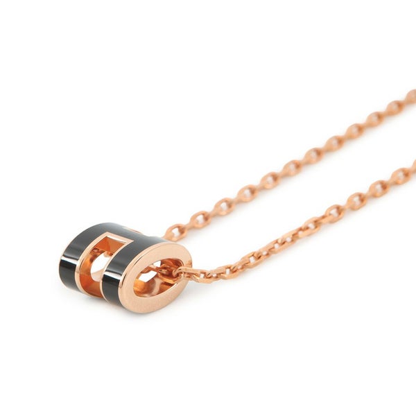 エルメス ネックレス ミニ・ポップアッシュ ブラック/ピンクゴールド金具 HERMES アクセサリー 黒