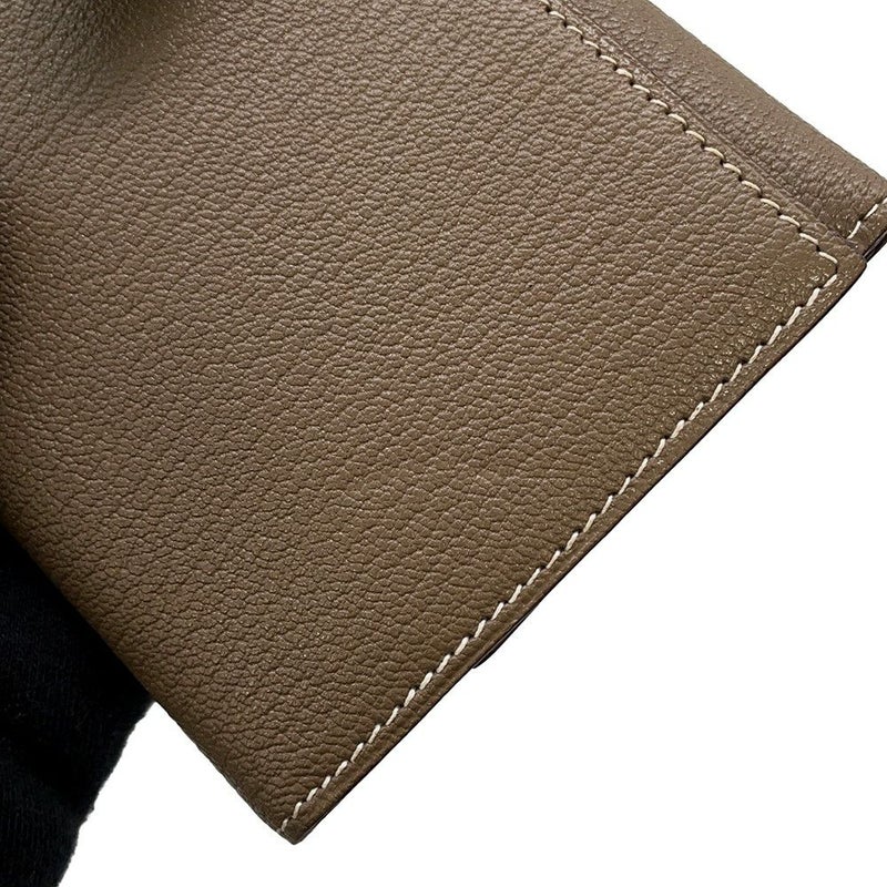 エルメス 長財布 ベアンデュプリ エトゥープ/シルバー金具 シェブルミゾル □K刻印 HERMES 三つ折り財布