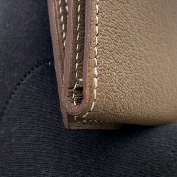 エルメス 長財布 ベアンデュプリ エトゥープ/シルバー金具 シェブルミゾル □K刻印 HERMES 三つ折り財布