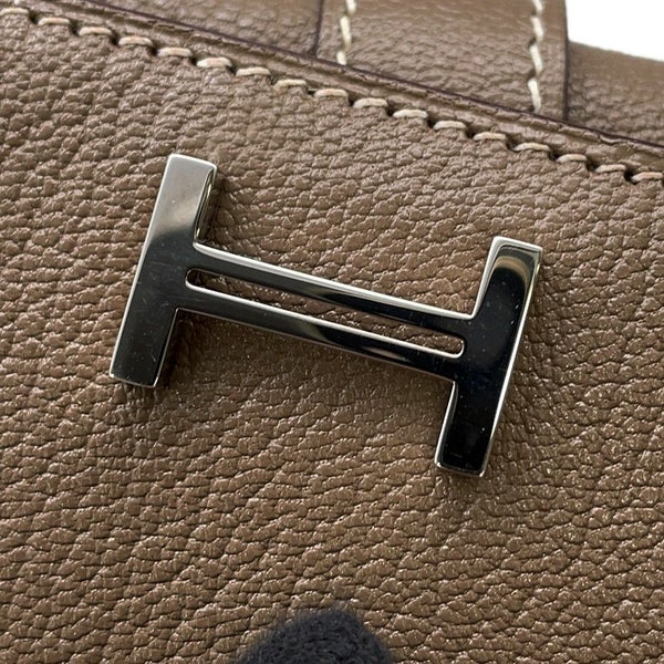 エルメス 長財布 ベアンデュプリ エトゥープ/シルバー金具 シェブルミゾル □K刻印 HERMES 三つ折り財布