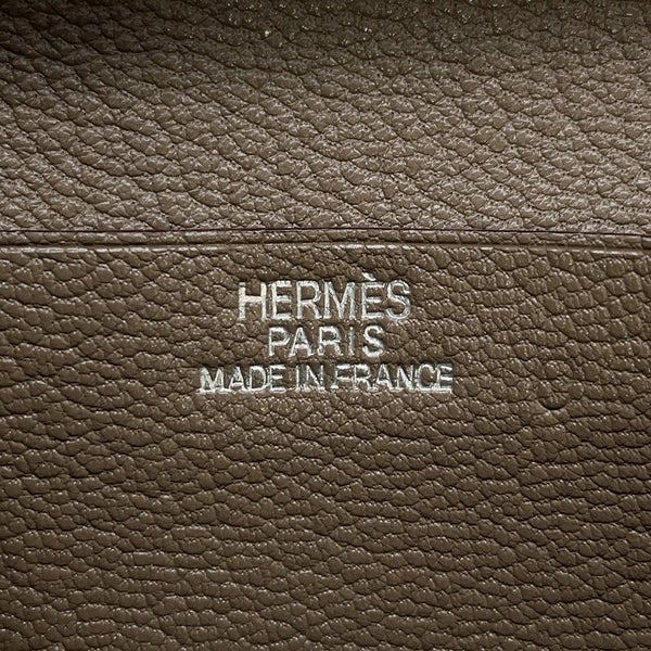 エルメス 長財布 ベアンデュプリ エトゥープ/シルバー金具 シェブルミゾル □K刻印 HERMES 三つ折り財布