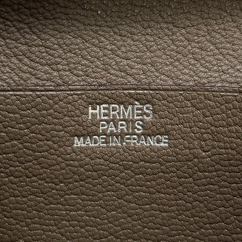 エルメス 長財布 ベアンデュプリ エトゥープ/シルバー金具 シェブルミゾル □K刻印 HERMES 三つ折り財布