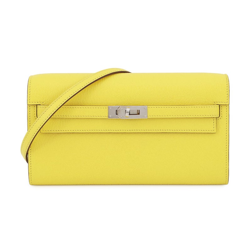 エルメス ケリーウォレット ロング トゥーゴー ライム/シルバー金具 シェブルミゾル U刻印 HERMES シェーブル