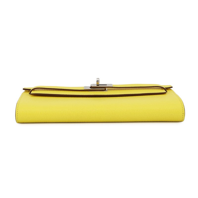 エルメス ケリーウォレット ロング トゥーゴー ライム/シルバー金具 シェブルミゾル U刻印 HERMES シェーブル