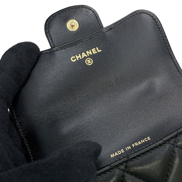 シャネル チェーンウォレット マトラッセ ココマーク フラップ コインパース ラムスキン AP2200 CHANEL 財布 黒