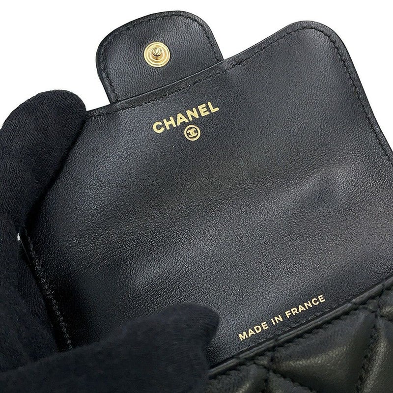 シャネル チェーンウォレット マトラッセ ココマーク フラップ コインパース ラムスキン AP2200 CHANEL 財布 黒