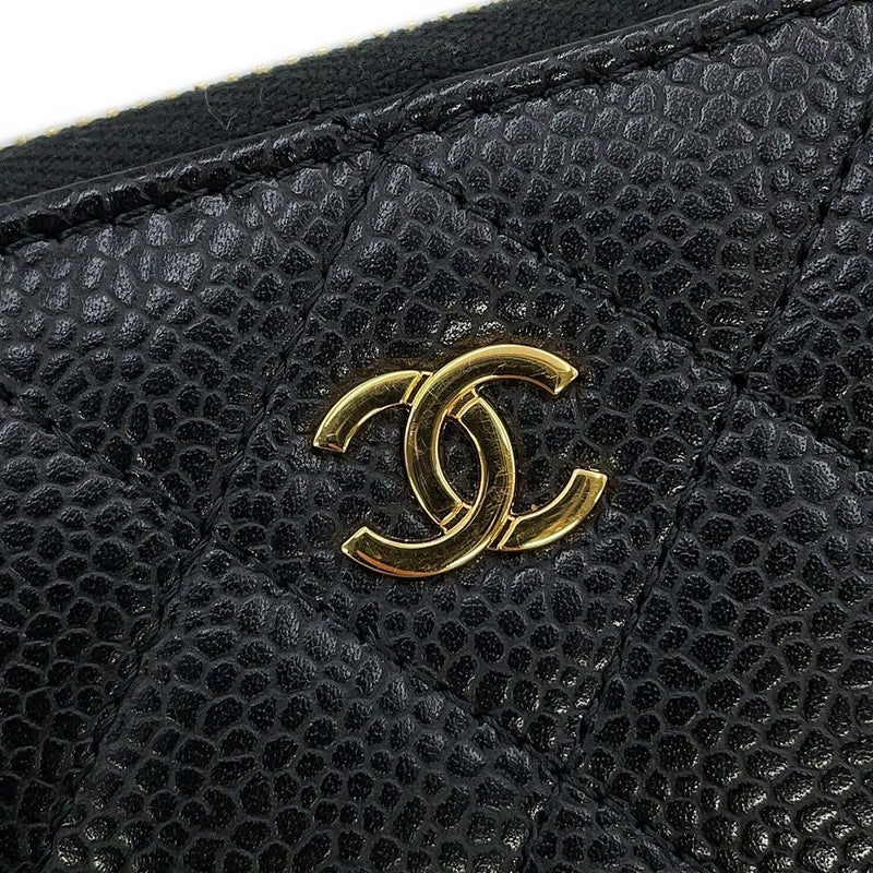 シャネル コインケース クラシック ジップコインパース マトラッセ ココマーク キャビアスキン AP0216 CHANEL 財布 黒