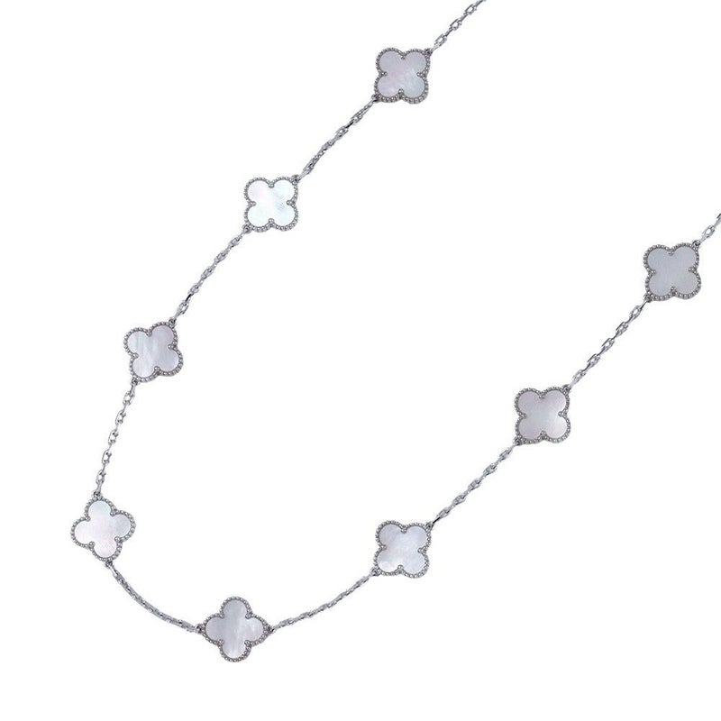 ヴァンクリ ネックレス ヴィンテージ アルハンブラ ネックレス 10モチーフ マザーオブパール K18WG VCARF48500