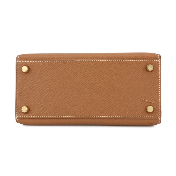 エルメス ハンドバッグ ミニケリー20 外縫い ゴールド/ゴールド金具 クシュベル □B刻印 2wayショルダー