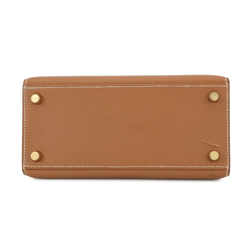 エルメス ハンドバッグ ミニケリー20 外縫い ゴールド/ゴールド金具 クシュベル □B刻印 2wayショルダー