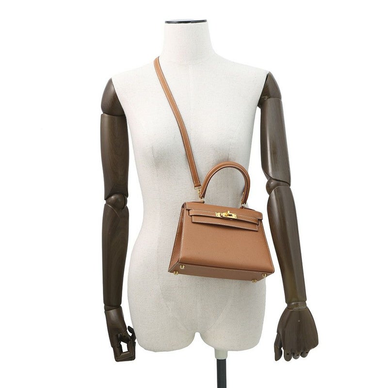 エルメス ハンドバッグ ミニケリー20 外縫い ゴールド/ゴールド金具 クシュベル □B刻印 2wayショルダー