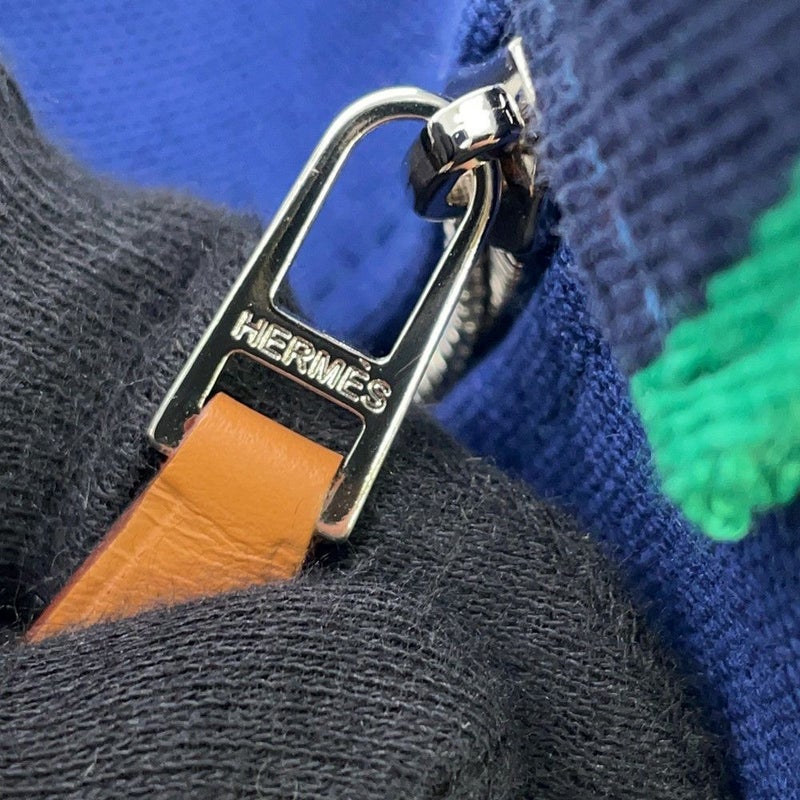 エルメス ポーチ ブリッド・ア・ブラックPM ネイビー/グリーン/シルバー金具 キャンバス HERMES バッグ 小物入れ