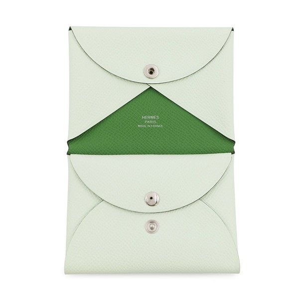 エルメス コインケース カルヴィ デュオ ヴェルソ ヴェールフィズ/ヴェールユッカ/シルバー金具 エプソン W刻印 財布