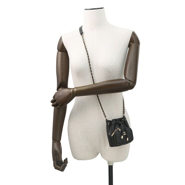 シャネル チェーンショルダーバッグ マトラッセ ココマーク キャビアスキン AS2353 CHANEL ミニバッグ 黒