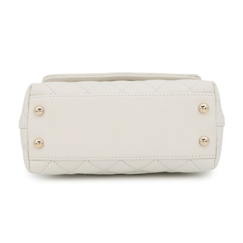 シャネル ハンドバッグ ココマーク マトラッセ ココハンドル ミニ キャビアスキン AS2215 CHANEL 2way 白