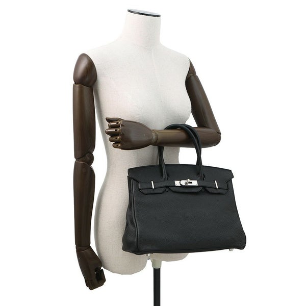 エルメス バーキン30 ブラック/シルバー金具 トゴ □R刻印 HERMES Birkin ハンドバッグ 黒