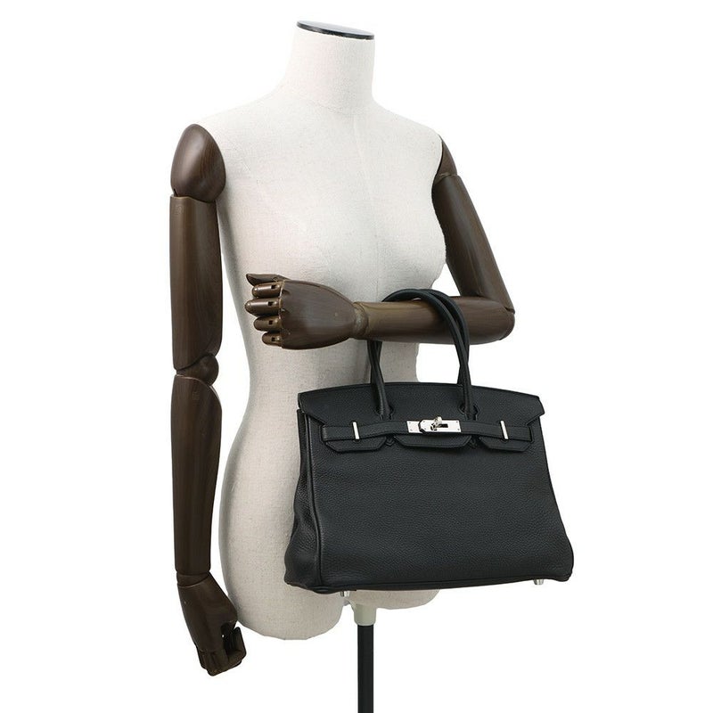 エルメス バーキン30 ブラック/シルバー金具 トゴ □R刻印 HERMES Birkin ハンドバッグ 黒