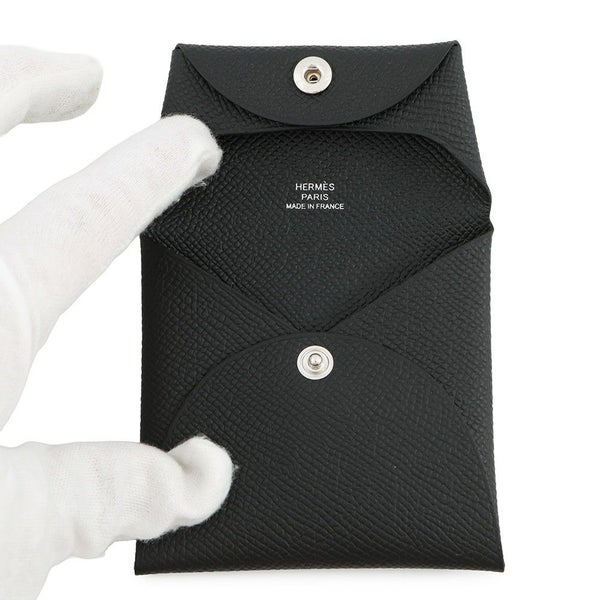 エルメス コインケース バスティア ブラック/シルバー金具 エプソン B刻印 HERMES 小銭入れ 黒