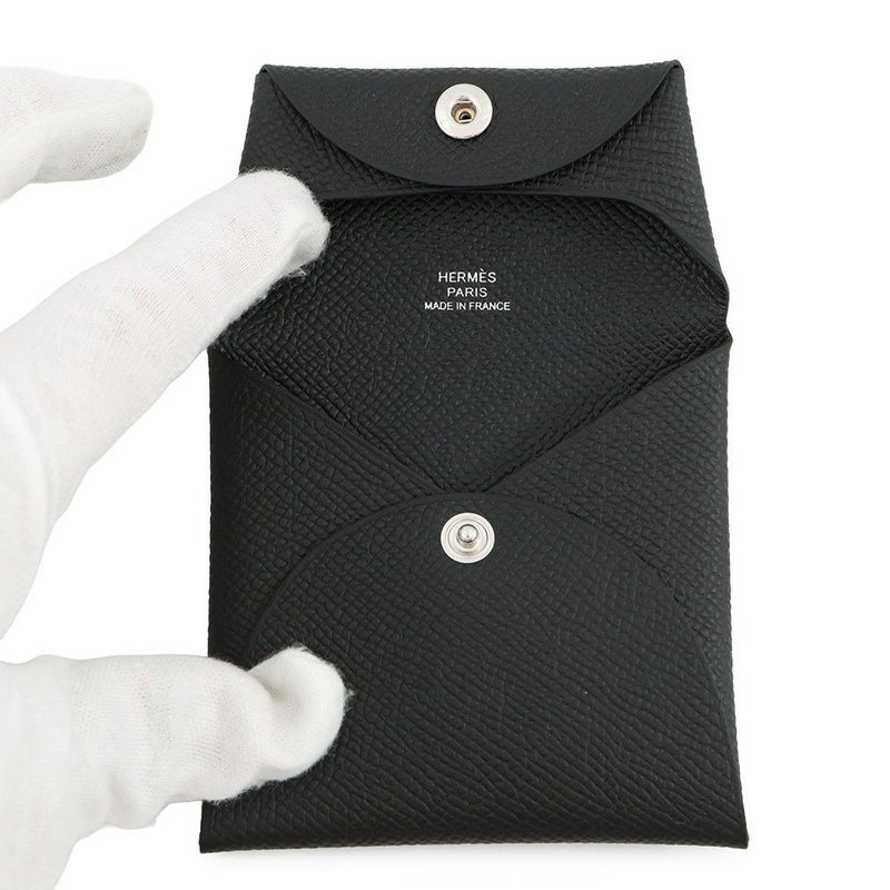 エルメス コインケース バスティア ブラック/シルバー金具 エプソン B刻印 HERMES 小銭入れ 黒