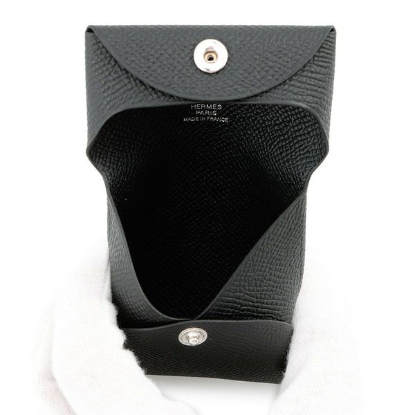 エルメス コインケース バスティア ブラック/シルバー金具 エプソン B刻印 HERMES 小銭入れ 黒
