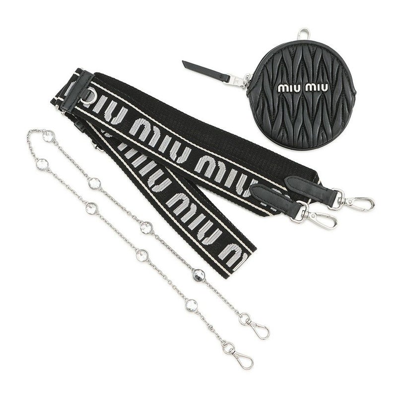 ミュウミュウ ショルダーバッグ マテラッセ ラウンドポーチ ナッパレザー 5BH191 Miu Miu 黒