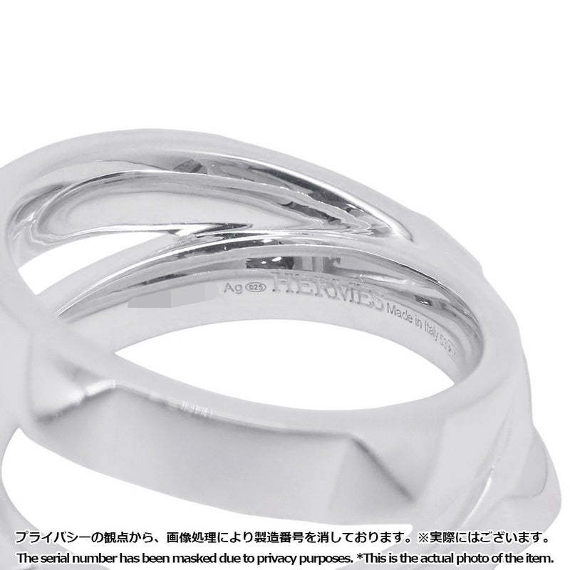 エルメス リング エルメス・クルー・ドゥ・H ダブルラウンドリング SV925シルバー サイズ53 HERMES ジュエリー