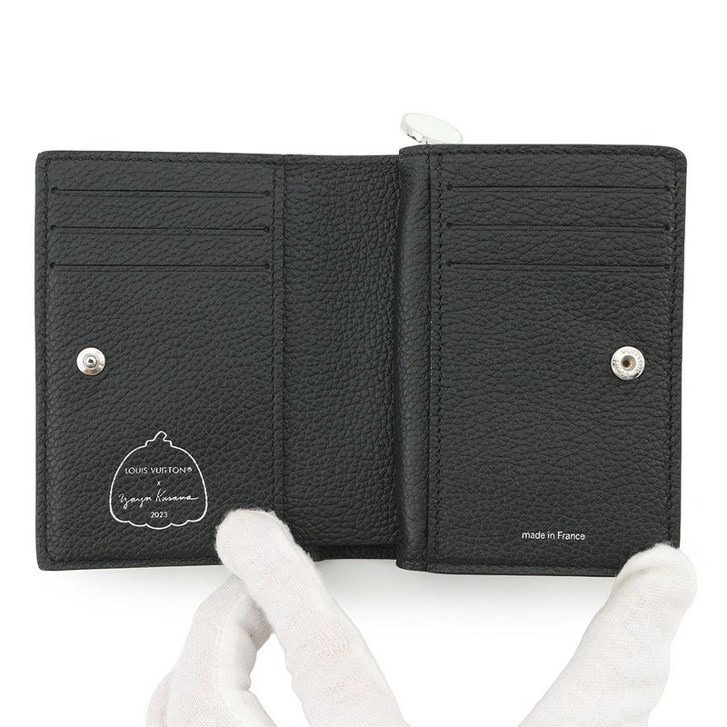 ルイヴィトン 二つ折り財布 モノグラム・アンプラント LV × YK ポルトフォイユ・クレア M81907 日本限定 草間彌生 黒 ブラック