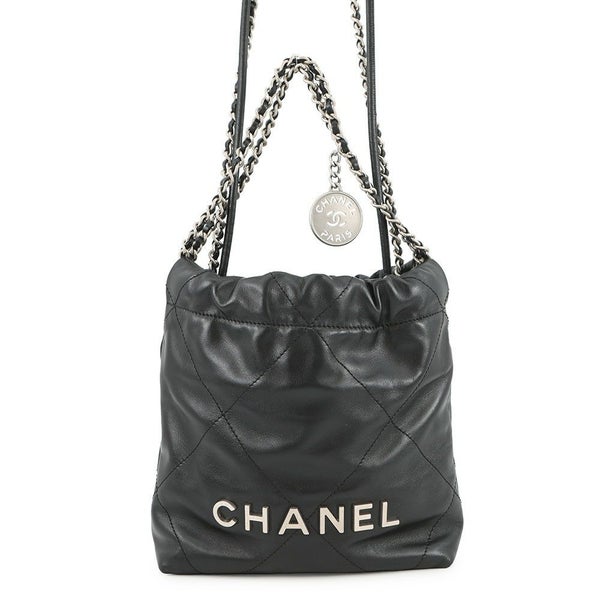 シャネル ハンドバッグ CHANEL 22 ミニ ココマーク シャイニーカーフレザー AS3980 CHANEL 2way 黒