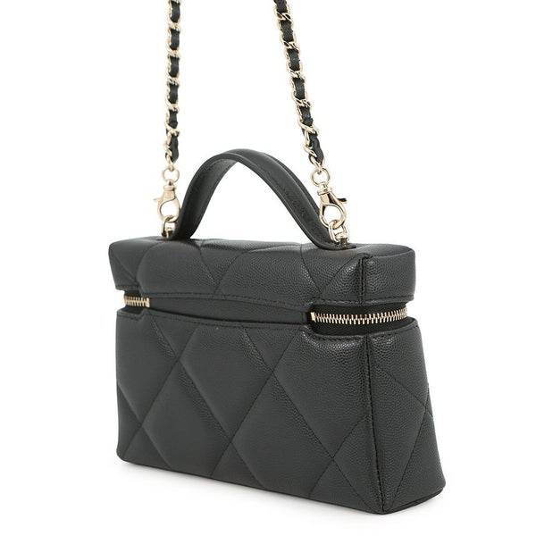 シャネル チェーンショルダーバッグ マトラッセ ヴァニティ ココマーク キャビアスキン AP4936 CHANEL 黒 バニティ 2way