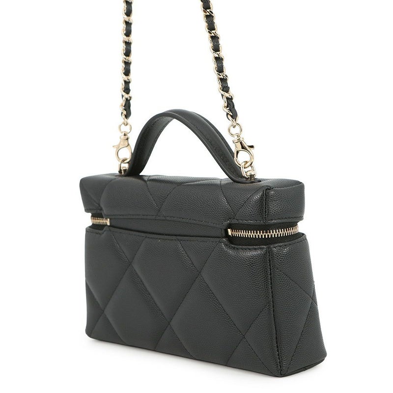 シャネル チェーンショルダーバッグ マトラッセ ヴァニティ ココマーク キャビアスキン AP4936 CHANEL 黒 バニティ 2way